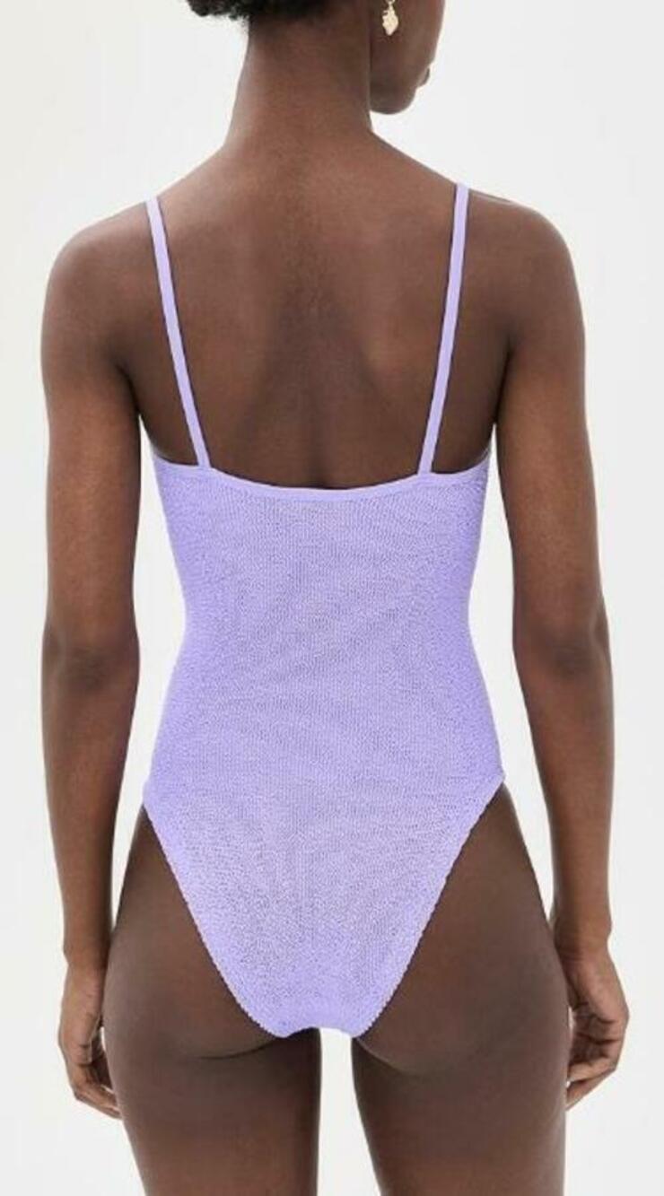 Hunza G Women's Purple Pamela Crinkle One-Piece Swim One Size RTL: $255.00 - Picture 2 of 6